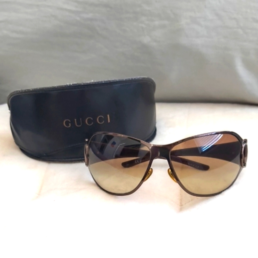 Gucci Horse Bit Brown Oversized Sunglasses Siding with Case